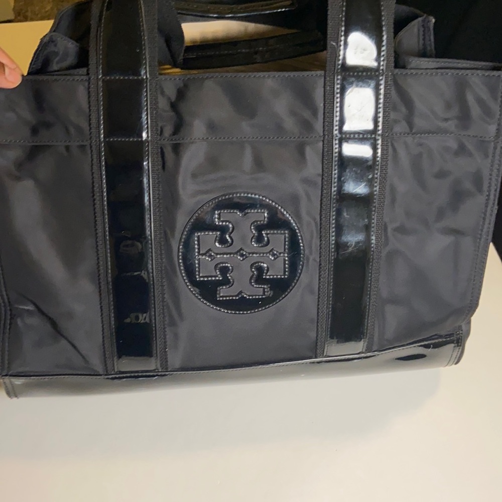 Black patent leather Tory Burch tote